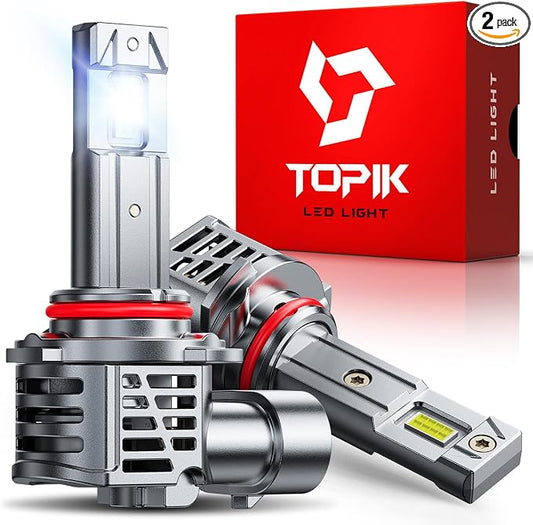 TOPIK 9005/HB3 Bulbs, 800% Ultra-Bright, 6500K 40,000LM Super Bright | Plug N Play, No Flicker, 99% Compatibility, 9005 Light Bulb for Pickup, Offroad, SUV, Sedan, 2PCS