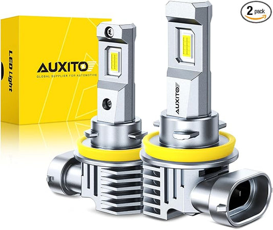 AUXITO H11/H8 LED Fog Light Bulb, 80000LM 6500K Cool White, EMC Protection, Plug-N-Play, Driving Light Replacement Bulbs Pack of 2