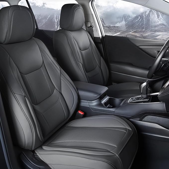 Coverland Custom Truck Car Seat Covers Front Seats for [2007-2014 Chevy Silverado 2500HD Crew Cab Bucket Seats] - Protector Water Resistant Leather Memory Form Seat Cushion [Front-Dark Gray]
