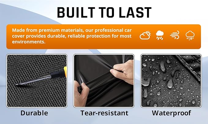 Car Cover Waterproof All Weather Protection with Silver Stripe Design,Outdoor Car Cover Universal Fit Audi A6 A7, Benz E-Class, Lincoln MKZ, Chrysler 300, Acura TLX RLX, Cadillac CT5