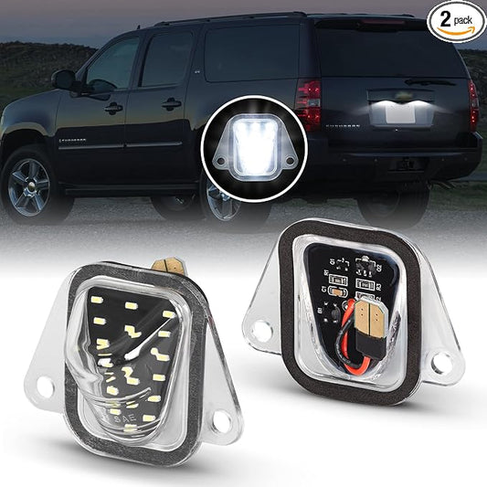 Gempro LED License Plate Lights Rear Bumper Tag Lamp Assembly for 2007-2014 Chevy Suburban Tahoe GMC Yukon C-adillac Escalade ESV, 6000K White 2PCS