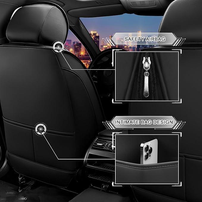 CTDS Car Seat Covers for Honda Civic 2000-2026, Stylish Sport Seat Cover, Premium Nappa Leather Car Seat Cover. Automobile Seat Covers Sets.(Luxury 2 Seats/Black White)