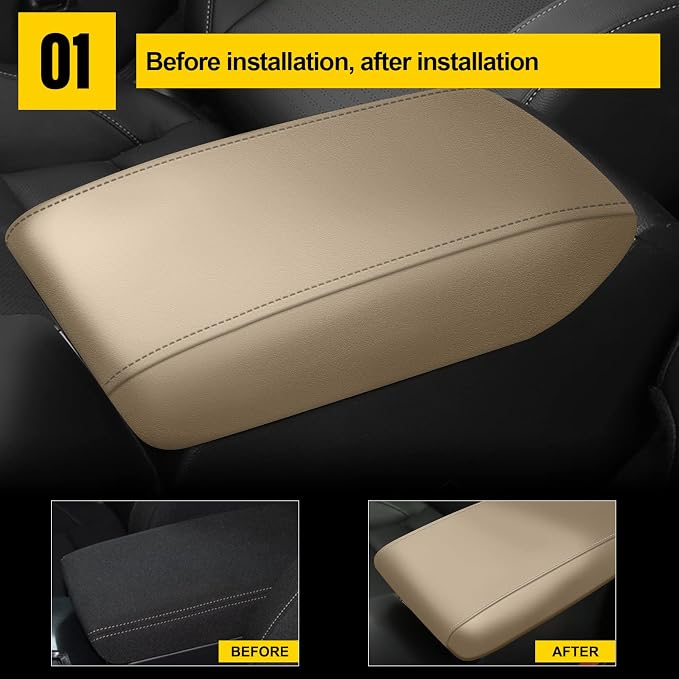 AOMSAZTO Console Covers for 2012-2015 Civic Honda Beige Armrest Cushion for Civic