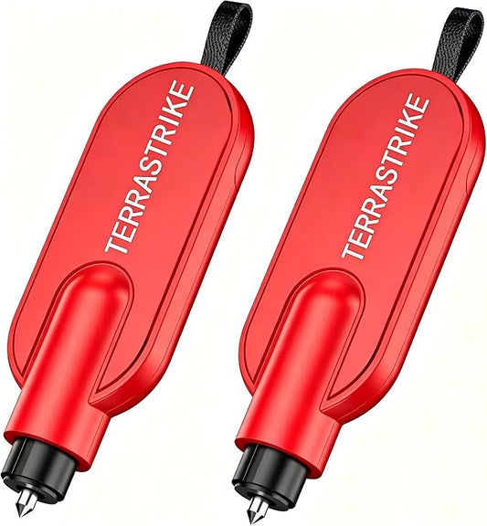 Tool,2026 New Underwater Operable Car Glass Breaker and Concealed Seat Belt Cutting Tool, Auto Crash Survival Safety Device, 2 Pack Car Emergency Accessory (Red)