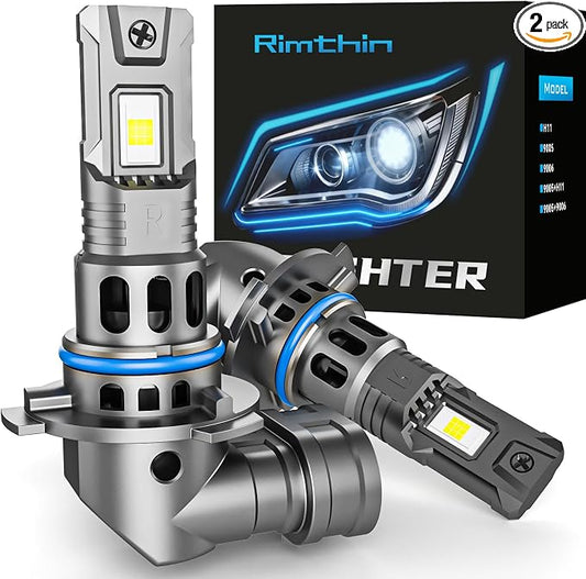 rimthin 9006 Bulb, 30000LM 800% Brighter 6000K Cool White Fog Bulb with Cooling Fan, 1:1 Mini Size, Pack of 2