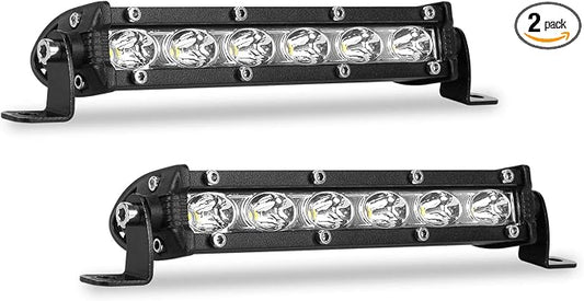 7 Inch Single Row Led Light Bar Pods - BEAMCORN Ultra-Slim 60W 10000 Lumens Waterproof Driving Fog Light Combo Flood Spot Lights for Trucks Off Road ATV UTV SUV Golfcart 2-Pack