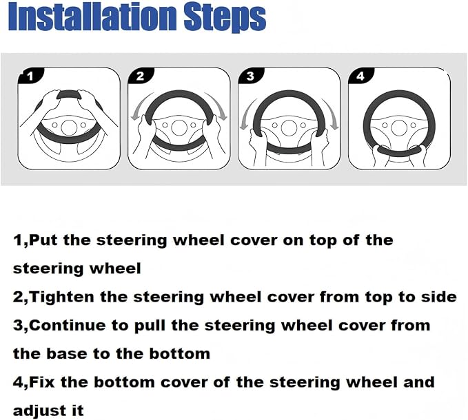 14-15 Inch Car Steering Wheel Cover, Breathable,Soft Non-Slip Steering Wheel Protector, for Most Cars, Trucks and SUV (TQFC)