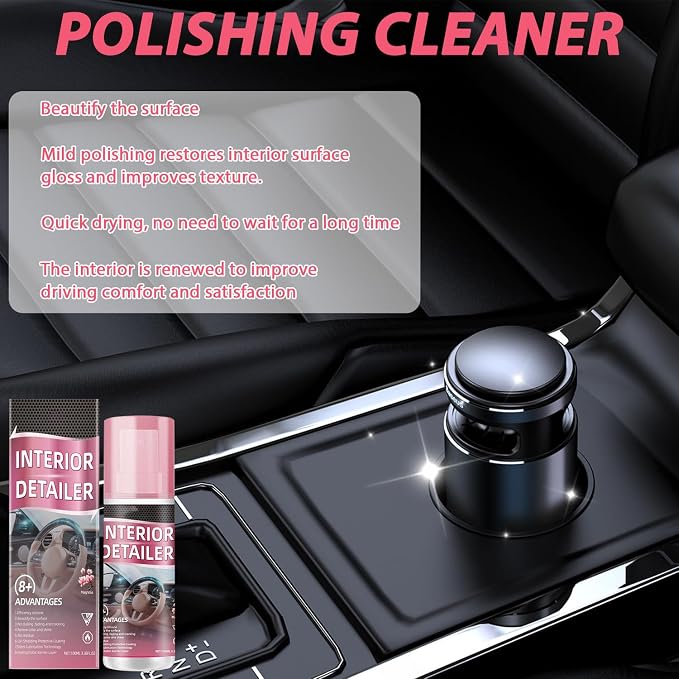 Polishing Cleaner Car Interior Spray, 2026 Upgrade Interior Detailer Spray for Dashboards, Seats, Leather, Plastic - All Purpose, Fast-Drying, No-Rinse Formula, Restores Shine & Prevents Damage (3PCS)