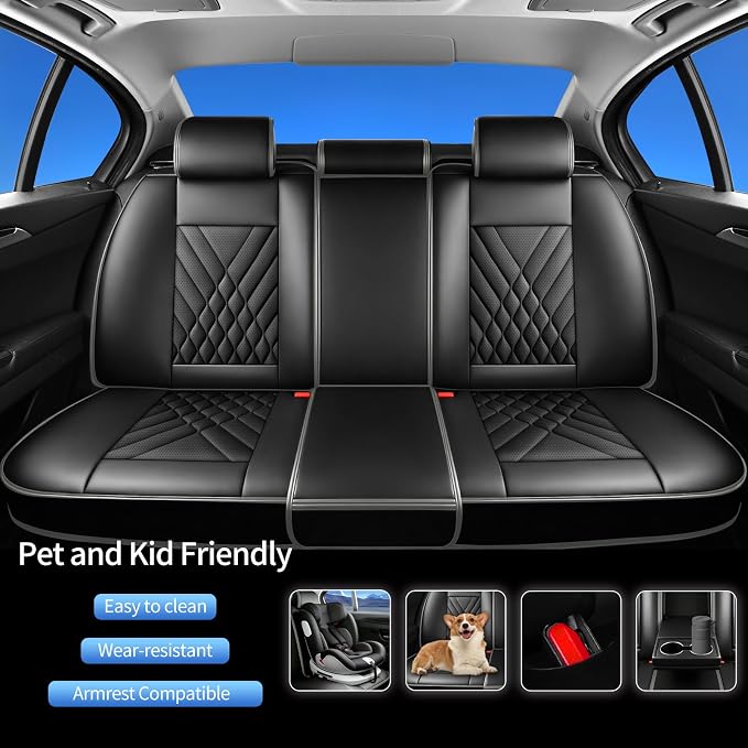 Fit Rogue Car Seat Covers Compatible with Nissan Rogue 2010-2024 2025 2026-Premium Leather,Waterproof,Breathable,Airbag Compatible &All-Weather Seat Cushion Protecto(Full Set,Grey)