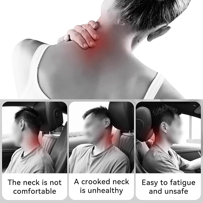 Car Headrest Pillow, Soft Comfortable Memory Foam Automotive Neck Pillow Cushion for Neck Pain Pressure Relief, Universal Fit (Pink)
