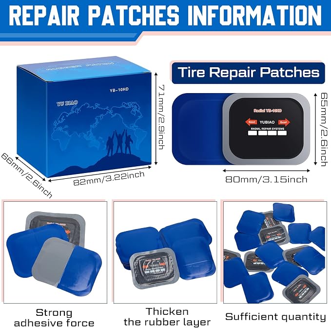 Tallew 1 Pcs Tire Patch Heavy Duty Rubber Patches Radial Patch Tube and Tire Plug Kit Emergency Tool for Puncture Car Truck Bus Tractor Vehicle (2.56 x 3.15 Inch)