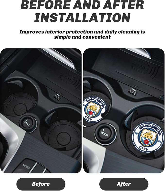 Cup Holder Insert Coaster for Manchester City UEFA UCL Fans,Anti Slip Car Cup Coaster Interior Accessories