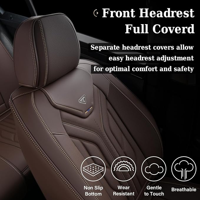 Coverado Front Seat Covers, Car Seat Covers Front Seats, Leather Seat Covers for Cars, Automotive Seat Covers Car Seat Protector Car Accessories Fit for Most Sedans SUV Pick-up Truck(Coffee)