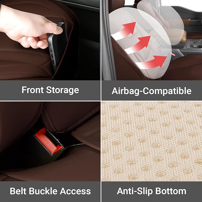 Coverland Custom Truck Car Seat Covers Full Set for [2007-2014 GMC Sierra 2500HD Extended Cab] - Protector Car Seat Cover Water Resistant Leather Memory Form Back Support Cushion [Full Set-Dark Brown]