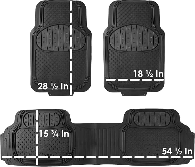 FH Group Car Floor Mats - Heavy-Duty Rubber Floor Mats for Cars, Universal Fit Full Set, Trimmable Automotive Floor Mats, Climaproof Floor Mats for Most Sedan, SUV, Truck Floor Mats Red