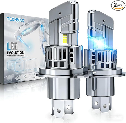 TECHMAX H4/9003 Fog Light, 600% Bright 30000LM 6500K Xenon White w/Cooling Fan Wireless Compatible with Tacoma Tundra 4Runner Camry Corolla Highlander RAV4 Direct Insertion Plug and Play, Pack of 2