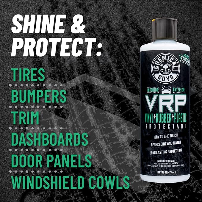 Chemical Guys, VRP Vinyl, Rubber & Plastic Dressing, New Car Scent, 16 oz | Super shine dressing for tires, trim and more, safe for cars, trucks, SUVs, & more, new car scent, use on engine bays