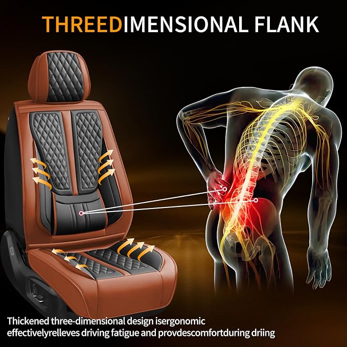 Fit Kicks Car Seat Covers Compatible with Nissan Kicks 2018-2025 2026 S SR SV.Full Coverage Waterproof Leather,Compatible with Airbag,All - Weather Seat Cushion Protector(Full Set,Brown)