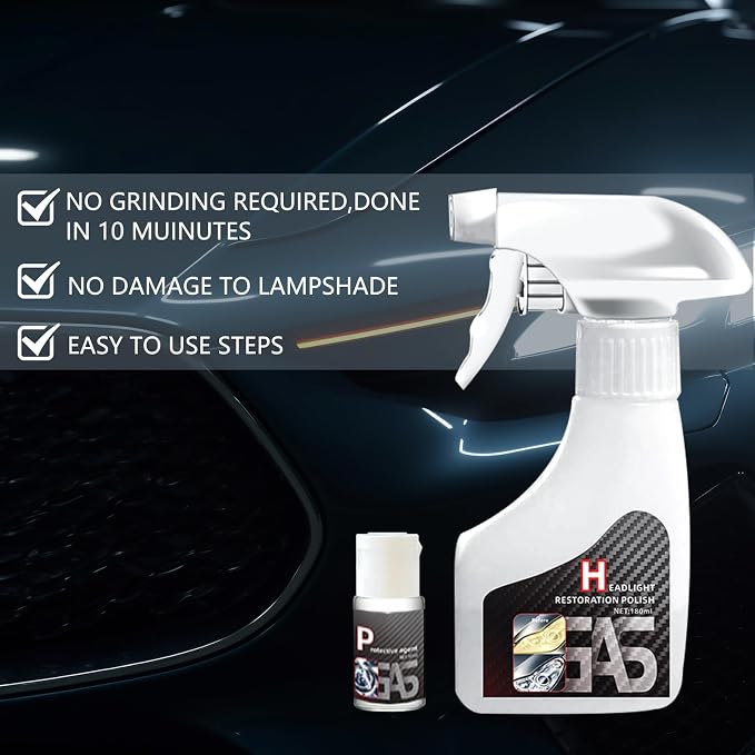 Automotive Headlamp Restoration Fluid Kit, 2025 New Headlight Restoration Kit,Multifunctional Car Headlight Polishing, Durable Headlight Repair Kit for All Vehicle Types (1Set)