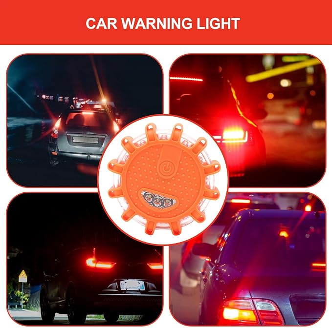 LED Flashing Light Waterproof Hook Flashing Safety Flares | Roadside for Roadside Safety, Sedan, Minivan, Caravan
