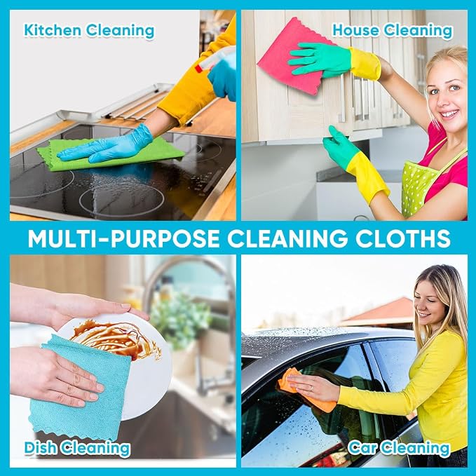 Orighty Microfiber Cleaning Cloth Bulk, 50 Pack Cleaning Rags 12x11 inch | Reusable Microfiber Towels for Cars, Ultra-Soft & Absorbent Lint Free Cloths for House, Kitchen