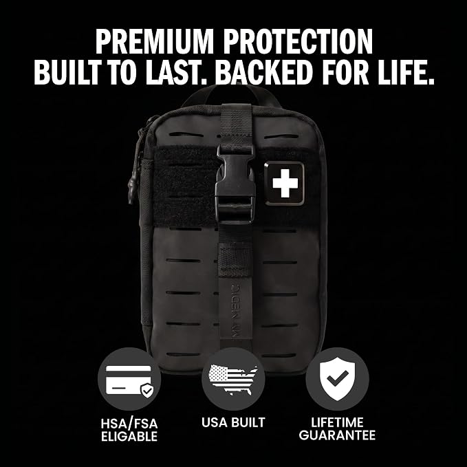 MY MEDIC MyFAK PRO Tactical IFAK Trauma Kit & First Aid Kit with Tourniquet - HSA FSA Items - Built in USA - Combat Medical Supplies, Trauma Pack & Molle Bag for Car, Truck, Vehicle, Boat & EDC, Black