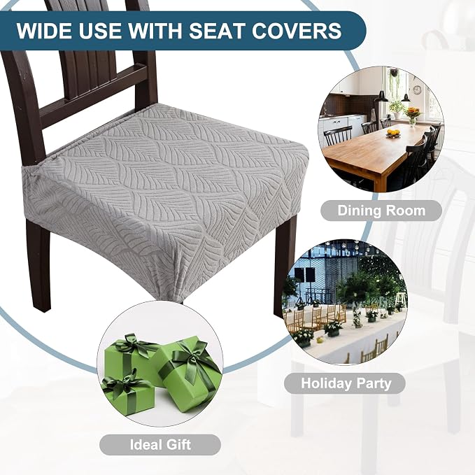 Waterproof Stretch Seat Covers,Dining Room Chair for 2 Set Removable Washable Chair Slipcover Protectors,No Rear Covers,Light Grey