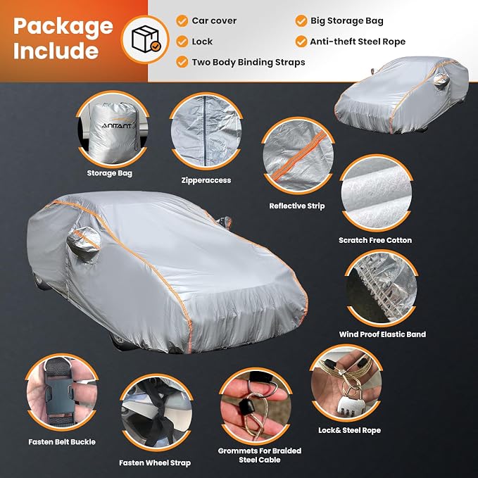 Waterproof Small Car Cover,Rain Protector,Outdoor Car Covers for Automobiles All Weather Waterproof,Full Exterior Covers,Fit All Sedan Under 178"