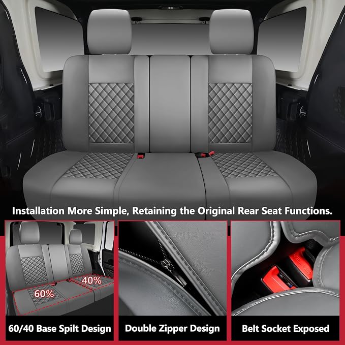 NS YOLO Wrangler Seat Covers 2018-2026,Custom Fit for Jeep Wrangler JK JL 4 Door Unlimited Sahara/Sport/Rubicon X 392 Willys,Waterproof Faux Leather and Lumbar Support (Grey, Full Set-5 Seats(18-26))