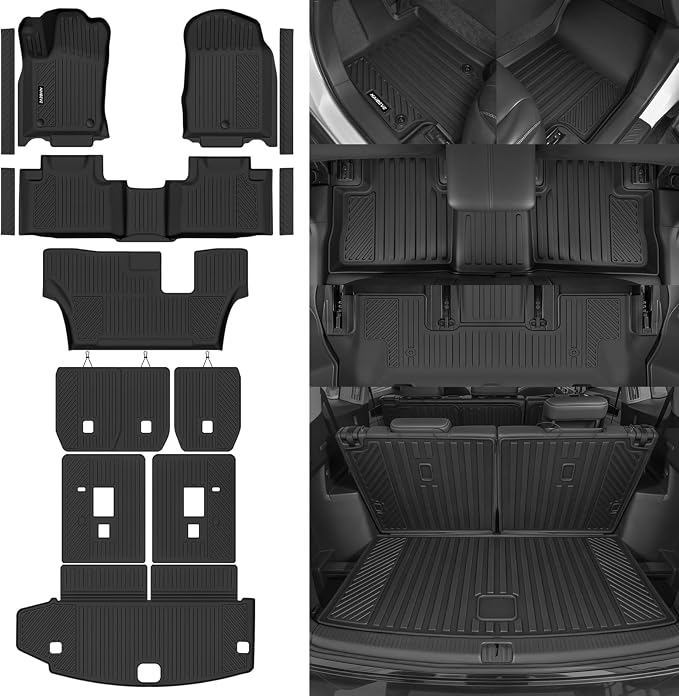 Naibeve Floor Mats for 2011-2012 Dodge Durango 7 Seats 2nd Row Bench Seat | All Weather Custom Fit Floor Mats, Cargo Mat, 2nd/3rd Row Backrest Mats, Door Sill Guards Interior Protector accessories