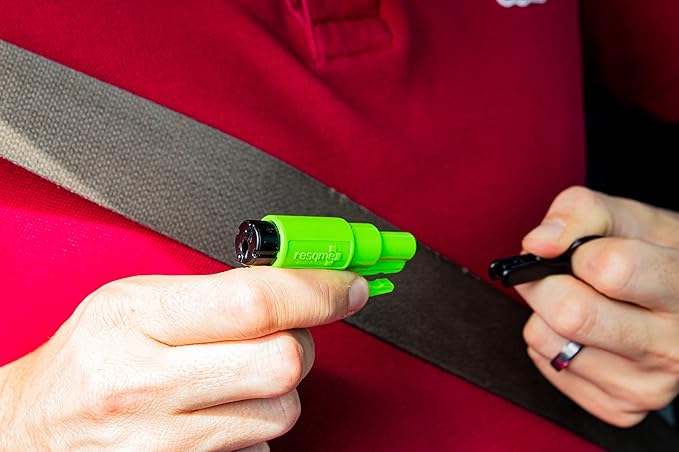 resqme The Original Emergency Keychain Car Escape Tool, 2-in-1 Seatbelt Cutter and Window Breaker, Made in USA, Pack of 6, Blue, Red - Compact Emergency Hammer