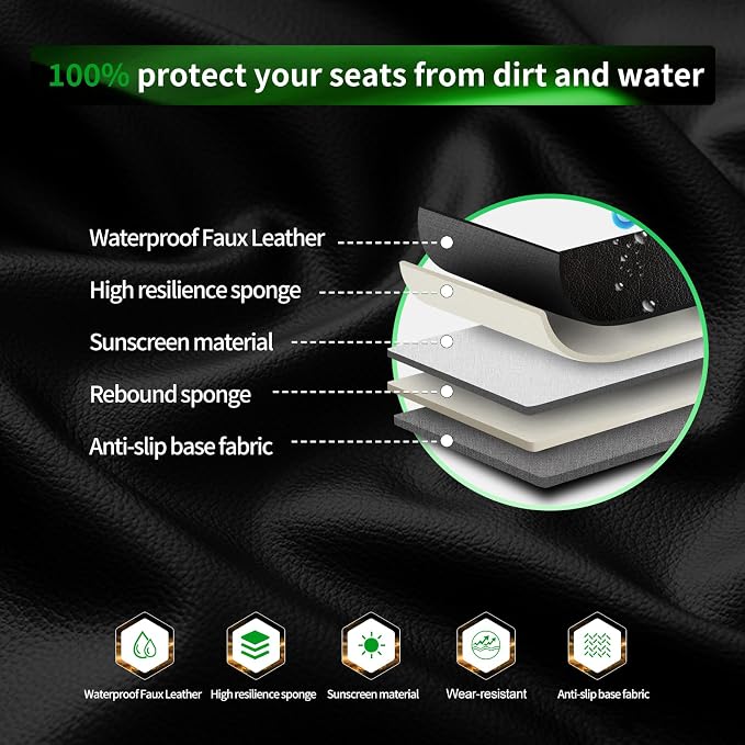 Fit Altima Car Seat Covers Compatible with Nissan Altima 2010-2024 2025 2026.Full Coverage Waterproof Leather,All - Weather Seat Cushion Protector- Easy Installation(2 Front,Black)