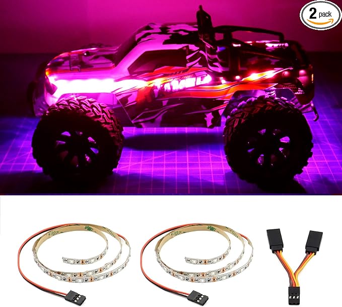 LED Light Strip for RC Fixed Wing Airplane Flying Wing Plane AR Wing Drone Model Car Truck (Pink)