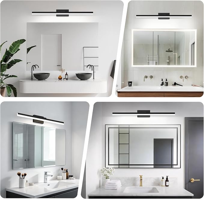 IZORRO Modern Bathroom Vanity Light 40 inch, Rotatable, 32W Dimmable Led Bathroom Light Fixture Over Mirror, Black Vanity Light Bar (Cool White 6000K)