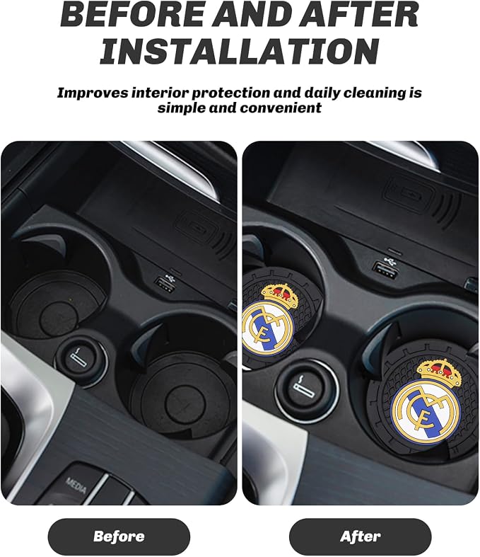 Cup Holder Insert Coaster for Real Madrid UEFA Fans,Anti Slip Car Cup Coaster Interior Accessories