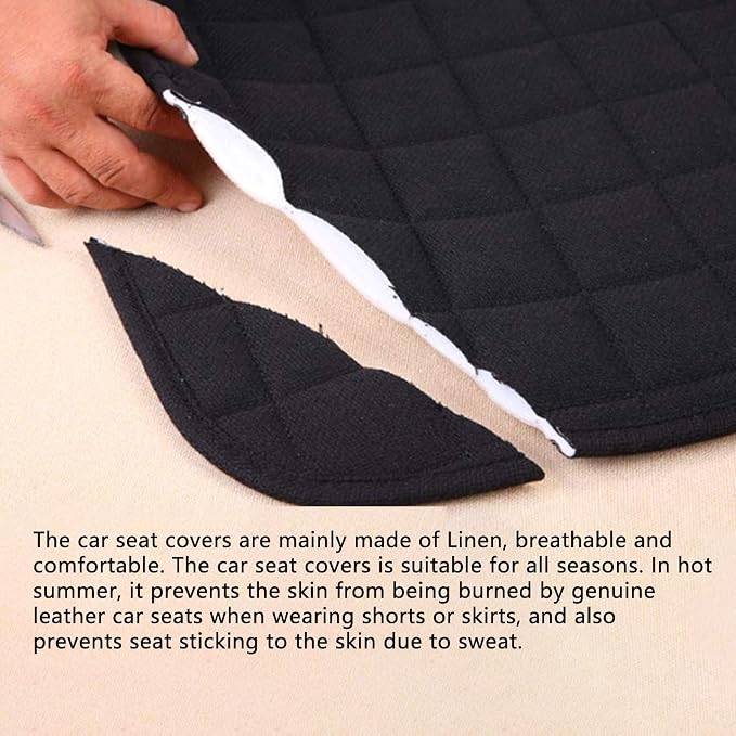 Suninbox Car Seat Covers Front Seat Only,Cloth Car Seat Covers,Linen Car Seat Protector Universal Fits Most Automotive,Vans,SUVs,Trucks Gray