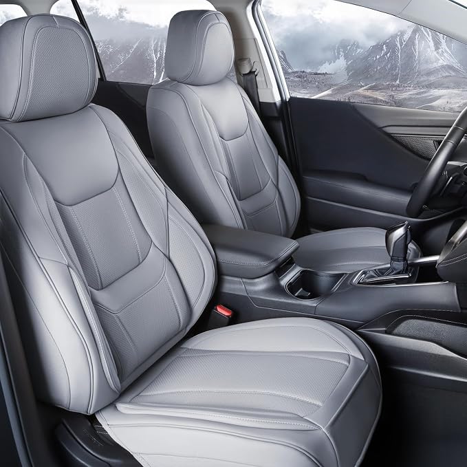 Coverland Custom Truck Car Seat Covers Front Seats for [2003-2006 GMC Sierra 1500, 2500HD, 3500HD Regular Cab Bucket Seats] - Protector Water Resistant Leather Memory Form Seat Cushion [Front-Gray]