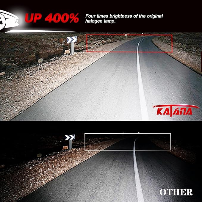 Katana 9005 9006 Bulbs Combo,HB3 HB4 800% Brightness 1:1 MIni Size Fog of 4 | Plug and Play,Cooling Fan,360°Beam Angle,6500K White