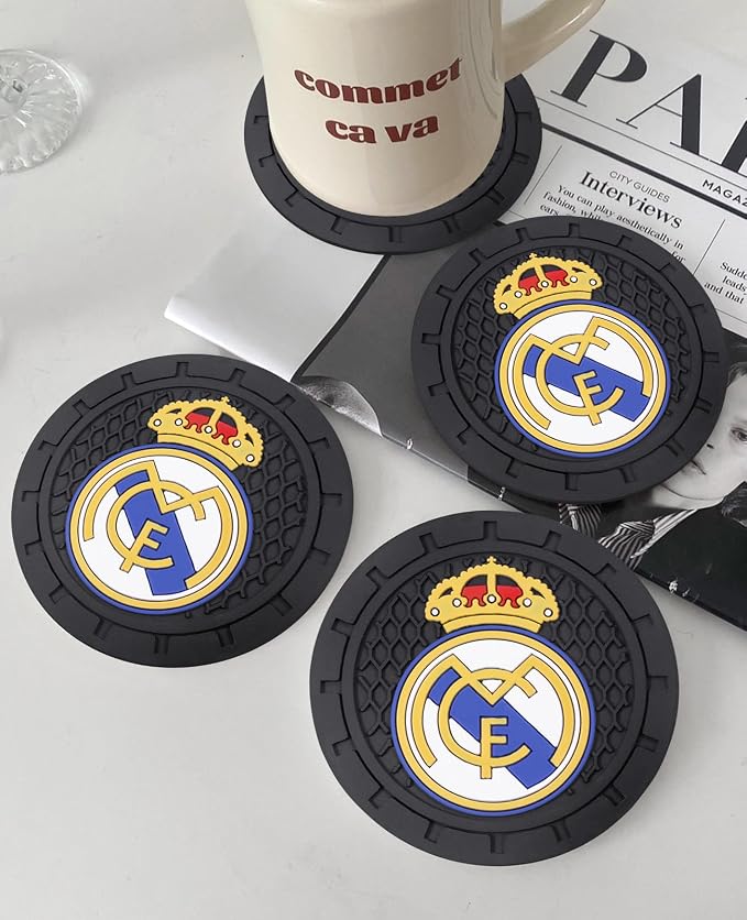 Cup Holder Insert Coaster for Real Madrid UEFA Fans,Anti Slip Car Cup Coaster Interior Accessories