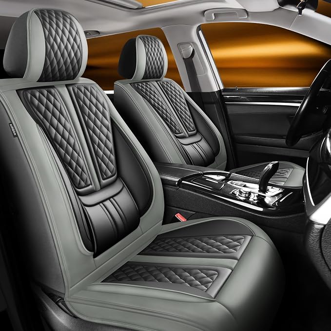 Fit Juke Car Seat Covers Compatible with Nissan Juke 2011-2016 2017.Full Coverage Waterproof Leather,Compatible with Airbag,All - Weather Seat Cushion Protector(Full Set,Grey)