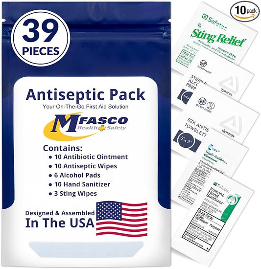 First Aid Kit Supplies Pack Topical Products for Wounds | Wound Cleansing & Treatment | 39 Piece | MFASCO