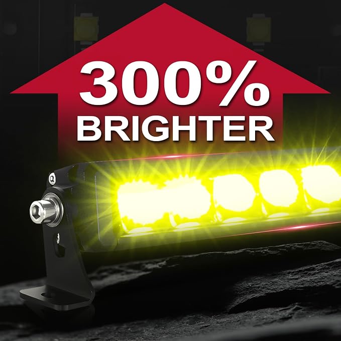 OFFROADTOWN 18 Inch 160W Amber LED Light Bar Single Row Off Road Driving Lights Spot Bumper Grille Bars Slim Yellow LED Work Light with Wiring Harness for Truck Pickup UTV SUV Toyota RZR