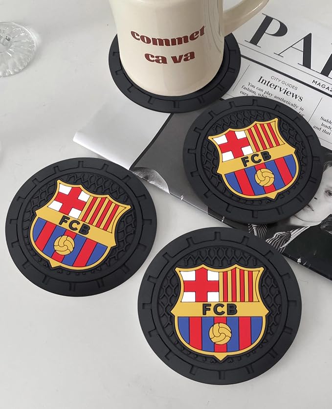 Cup Holder Insert Coaster for FC Barcelona UEFA Fans,Anti Slip Car Cup Coaster Interior Accessories