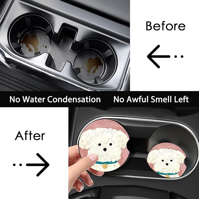 2PCS Rubber Duck Car Cup Holder Coasters Universal Anti-Slip Rubber Mat | Duck Auto Accessories Interior Decor, 2.75" Car Coasters for Cup Holders with Finger Slot, Ducks Gifts for Women Men