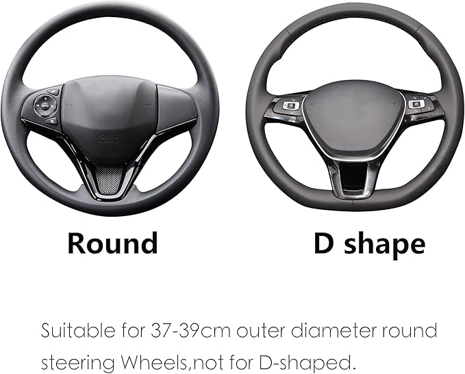 ALEMODR Claret Leather Steering Wheel Cover Fiber Strip Car Steering Wheel Cover Universal 15 inch for Women Girls