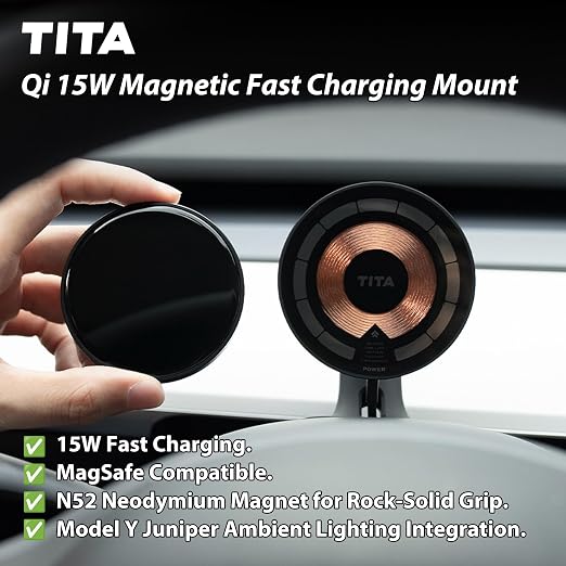 TITA HUD Pro Head Up Display for Tesla Model 3/Y/Highland/Juniper (2022-), Real-Time Speed & Driving Data, 1.8" LCD Screen, with Magnetic Charging Mount (Model Y Juniper)