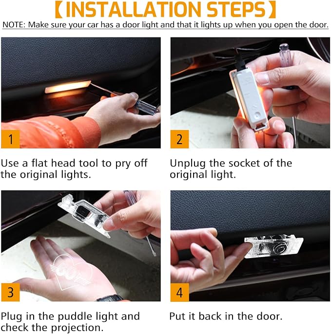 2Pcs Car Door Lights Projector for Clubman/Countryman/Paceman/Sports/Cooper R55 R56 R57 R58 R59 R60 R61 F55 F56 F57 Car Accessories - Ghost Shadow Welcome LED Puddle Lights (60)