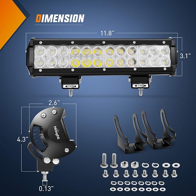Nilight LED Light Bar 12 Inch 72W 5040LM Spot Flood Combo Off Road Driving/Fog Boat Work Lamp for Truck Pickup Golf Cart SUV ATV UTV 4x4 Van Camper