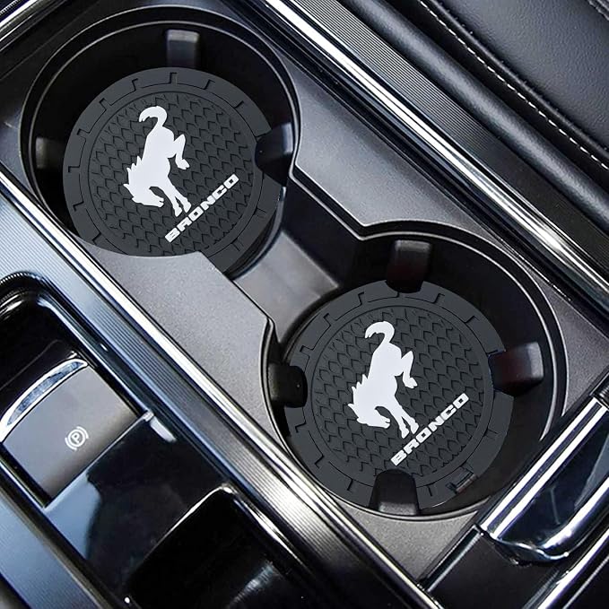Ford Bronco Car Cup Holder Coaster, Silicone, 2.76 Inch, 2 Pieces | Car Interior Accessories
