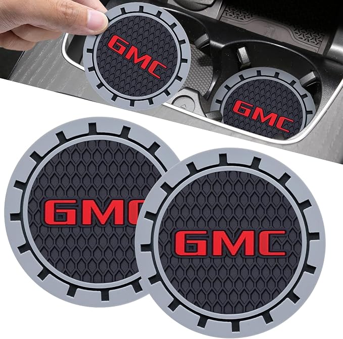 Car Cup Coaster, 2PCS Universal Non-Slip Cup Holders, Compatible with GMC Series Car Cup Holder Coasters，Car Drink Coaster Holder Accessory, Black